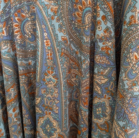 Natural Life Wanderlust Paisley Palazzo Pants Smocked Waist Boho Wide Leg Blue - Picture 5 of 6